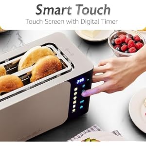 Elite Gourmet ECT5924D SmartToast Digital Long Slot 4 Slice Toaster, 1.5” Wide Slots for Thick Breads & Bagel Function, LED Touch Screen, Countdown Timer, 6 Shades, Stainless Steel Elite Gourmet ECT5924D SmartToast Digital Long Slot 4 Slice Toaster 15 Wide Slots for Thick Breads Bagel Function LED Touch Screen Countdown Timer 6 Shades Stainless Steel