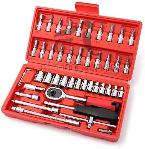 FAB Innovations 46 in 1 Pcs Tool Kit & Screwdriver and Socket Set Multi Purpose Tool Case| Essential DIY| Repair Tool Set for Home and Office (Color May Vary)