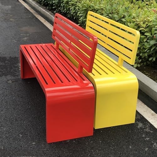 Heavy Duty Galvanized Outdoor Bench with Backrest – 2 Seater Garden Patio Poolside Furniture, Weather Resistant Design for Long-Lasting Comfort and Relaxation