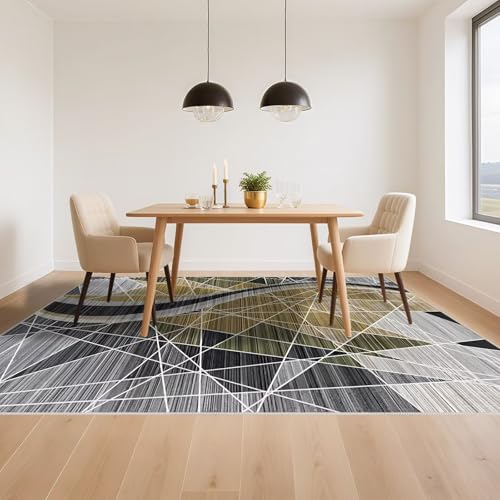 Tapis lavable en machine gris vert contre taches de couloir - 6