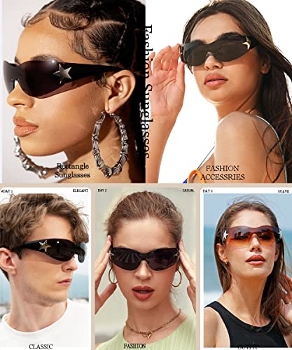 Dollger Trendy Y2K Sunglasses Women Men Wrap Around Rimless Sunglasses Cyber Y2k Fashion 2000 Glasses Shield2