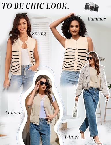 Image of LUYAA Green Sweater Women Button Round Neck Knit Vest Top Trendy Casual Cardigan 2025 Spring Sweater Army Green L