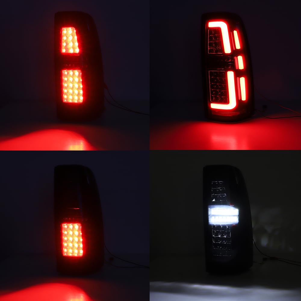 Atubeix a Pair LED Tail Lights Brake Turn to Reverse Lamp, Apply to 1999-2002 Chevy Silverado 1500/1500 HD/ 2500/2500 HD, 2001-2003 Chevy Silverado 3500, 1999-2003 GMC Sierra 1500/2500/3500