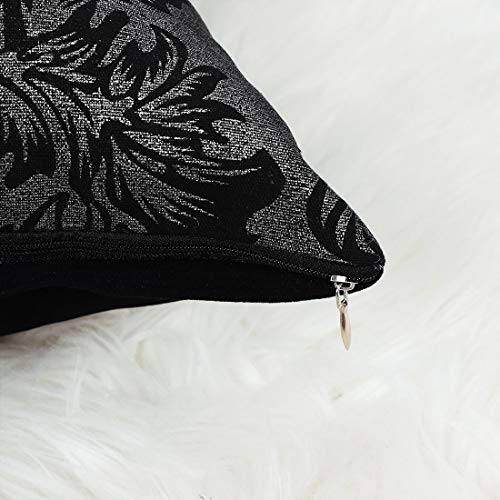 Uxcell Square Throw Pillow Cover Home Decoration Vintage Floral Printed Black Silver Contrast Cushion Covers Bolster Pillow Cases Shells For Couch Sofa , 18" X 18" #TOP7