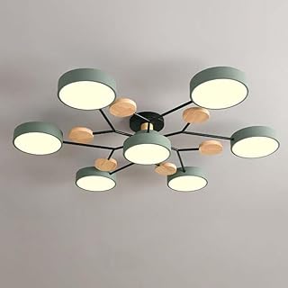 Nordic Modern Wood Sputnik LED Semi Flush Mount Ceiling Light Fixtures Molecule Chandelier Close to Ceiling Light Living Room Ceiling Lighting for Bedroom Dining Room Office Kitchen