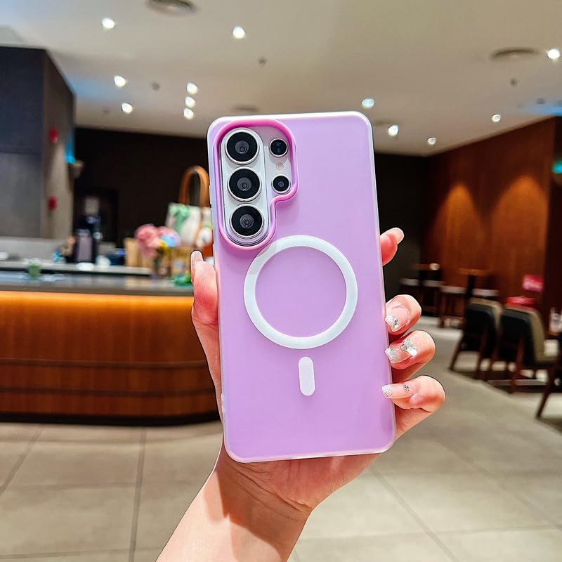 Image of LuxuryKase Magnetic Silicone Candy Case for Samsung Galaxy S26 Ultra | MagSafe Compatible | Slim Protective Case | Lightweight & Flexible | Wireless Charging | Soft Matte Finish - Purple