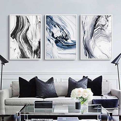 Póster de lienzo de tinta abstracta nórdica moderna en pack de 3 cuadros verticales para pasillos