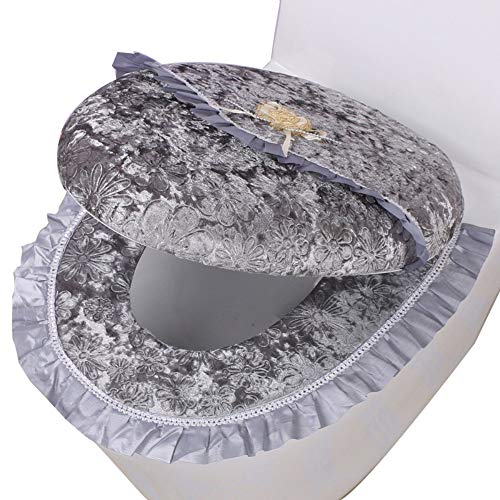OLIMY Waschbare Toilettensitzkissenmatte Toilettensitzbezug Pads Toilettensitzkissen Plus gepolstertes Toilettensitzkissen (Color : Red) (Color : Gray)