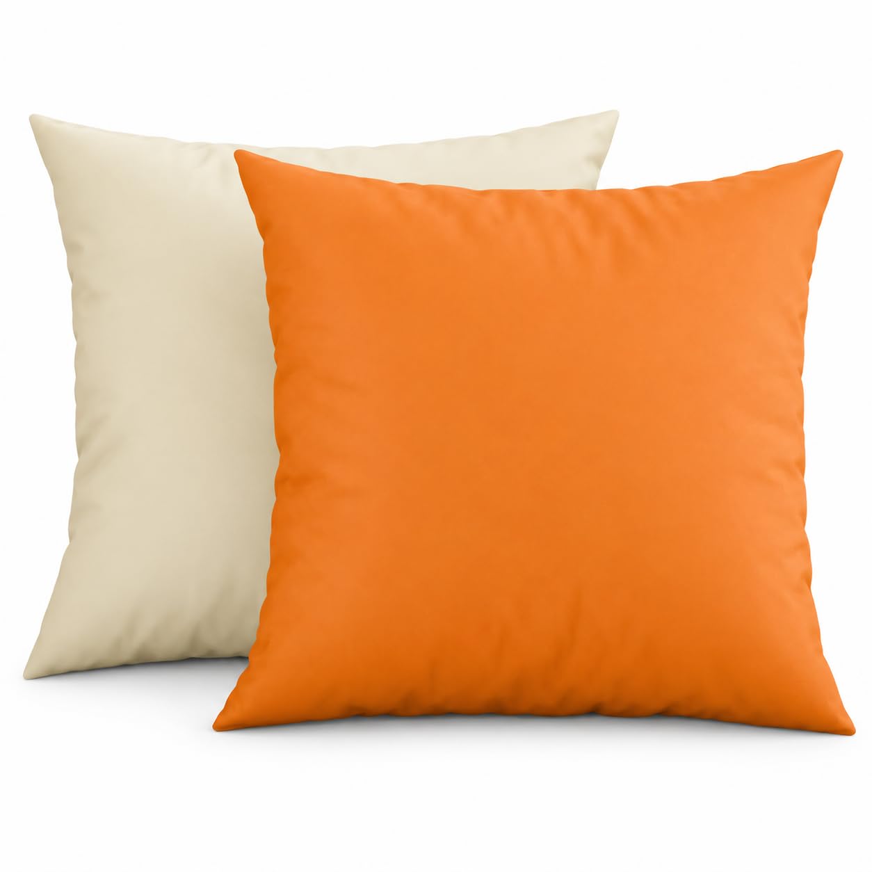 PETTI Artigiani Italiani - 2er-Set Kissenbezüge 65x65 cm aus Mikrofaser, Dekokissen-Bezüge für Schlafzimmer und Sofa, Set mit 2 Kissenhüllen, Wende-Kissenbezug Double-Face Orange Creme