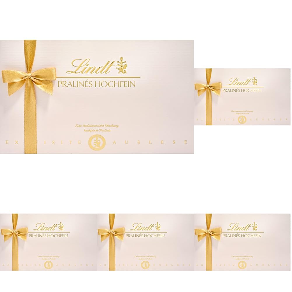 Lindt Schokolade | Pralinés Hochfein Schachtel | 200g | 20 Pralinen in 11 köstlichen Sorten, teilweise mit Alkohol | Pralinen-Schokoladen-Geschenk (Packung mit 5)