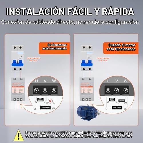 Convertidor Monofásico a Trifásico de 5 Caballos de Fuerza, Convertidor de Fase Digital para Conversión de Energía de Equipos de Motor para Herramientas de Garaje y Maquinaria de