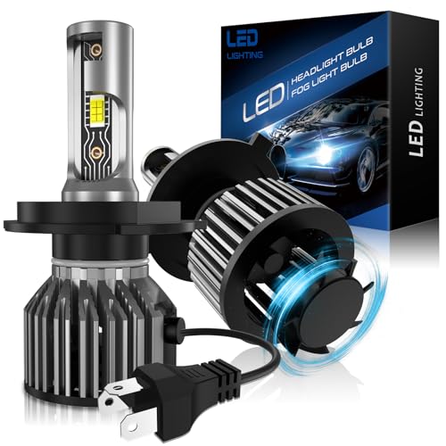AUXIRACER Ampoule H4 LED pour Voiture, 120W, 30000lm, 6500K Blanc 12V Ampoule LED pour Voiture, Kit de Conversion Feux de Route/Feux de Croisement pour Voiture, 2 Set.