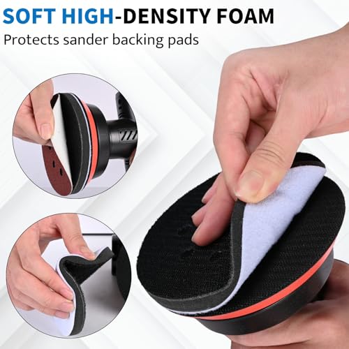 Image of 5 Inch 8 Holes Foam Sanding Pads 2 Pack Interface Pad Hook and Loop Sponge Cushion Buffer Backing Pad for Orbital Sander