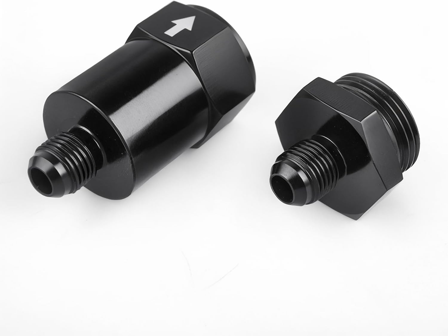 6AN Billet Inline Fuel Filter 30 Micron Anodized Aluminum Black 2PCS