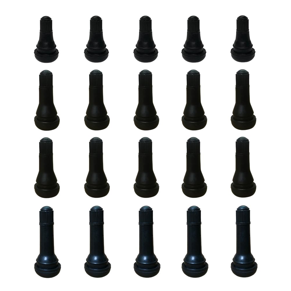 20Pcs TR412 TR413 TR414 Tubeless Valve Stems, Black Rubber Snap-in Valves Tubeless Tire Valve Stems Replacement for Tubeless 0.453 inches Rim Holes on Standard Auto Tires