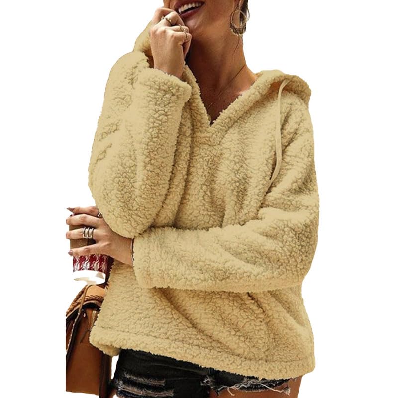 Khhalisi Hoodies for Women – Sweatshirt for Women – Essentials Hoodie – Womens Hoodies – Solid Hoodies – Drawstring Hooded Neck Sweatshirts Womens Clothes – Women Fashion Peach