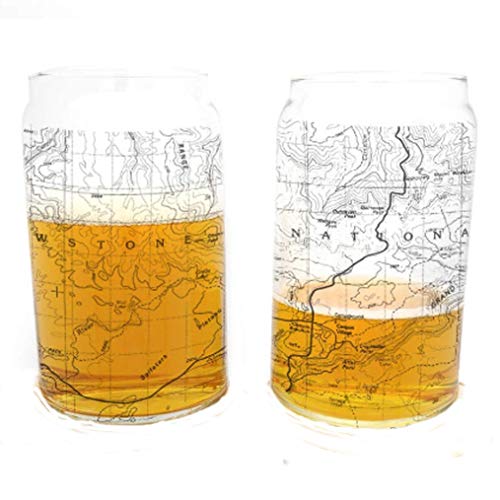 Pint Glasses By Black Lantern – Handmade Can Shaped Craft Beer Glasses And Bar Glassware – Yellowstone National Park Topographic Map Design (Set Of Two 16Oz. Glasses) #TOP20
