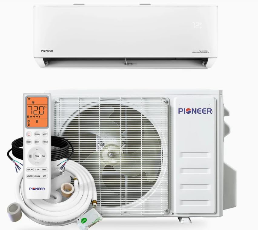 Pioneer® Quantum Hyperformance™ 12,000 BTU 25 SEER2 230V High-Wall Ductless Energy-Star Mini-Split Air Conditioner Inverter Hyper Heat Pump Full Set - Detailed View