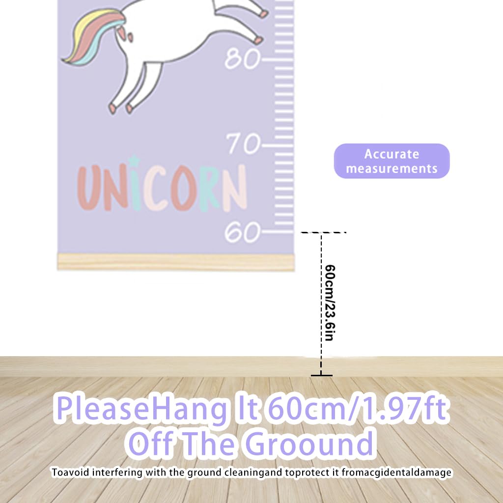 SNOWIE SOFT Cartoon Unicorn Growth Chart For Kids 60-180Cm Wall Hanging Growth Chart For Kids & Teenagers Canvas Cartoon Growth Chart Waterproof Canvas Growth Chart For Kid's Room,1 Count,Purple - Image 2 thumbnail