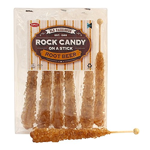 Extra Large Rock Candy Sticks: 6 Root Beer Lollipop - Brown Rock Candy Sticks - Individually Wrapped - Espeez Rock Candy Sticks for Candy Buffet, Birthdays, Weddings, Receptions and Baby Shower