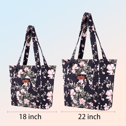 Bolso Tote para mujer, lona grande con cierre miniatura 4