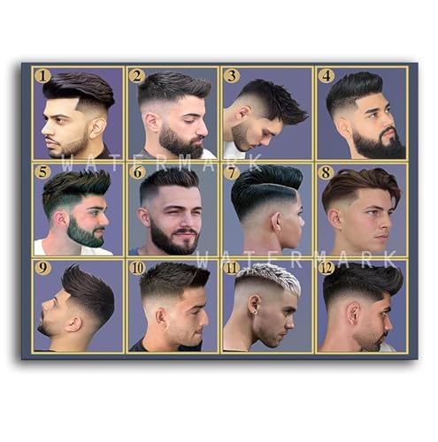 Men’s Haircut Poster – 2024 Barber Shop Hair Styles Chart,