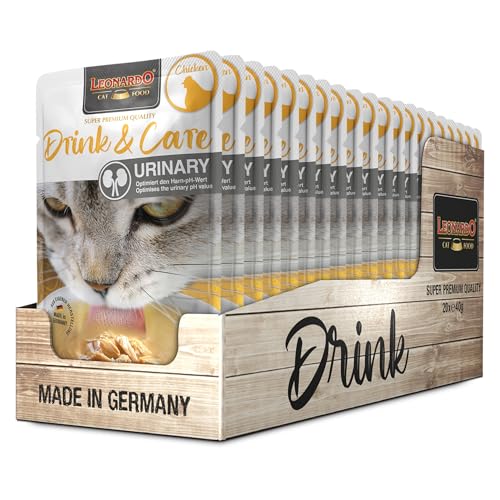 LEONARDO Drink & Care Urinary Chicken 20x 40g, Leckeres Getränk für Katzen für einen optimierten pH-Wert