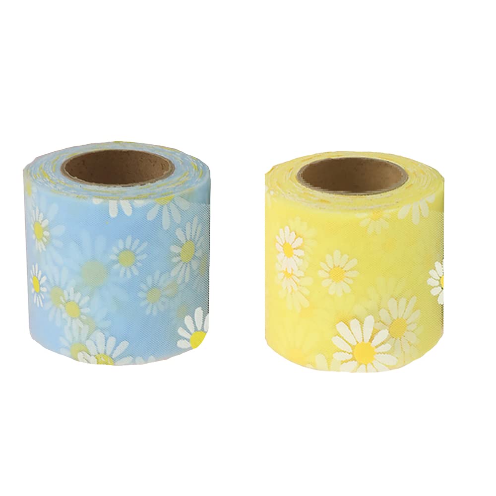 Ribbon, 23m Daisy Flowers Multicolor Summer Patterned Ribbons Roll, for Crafts Wreaths Garland Bows Christmas Wedding Party Decoration (Color 13)