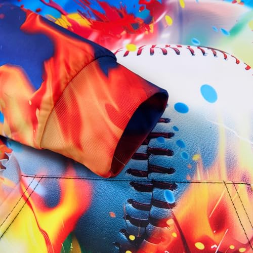 Image of Belovecol Boys Hoodie Colorful Splatter 3D Printed Hooded Sweatshirts Novelty Baseball Graphic Long Sleeve Hood Pullovers for 6-8 Years