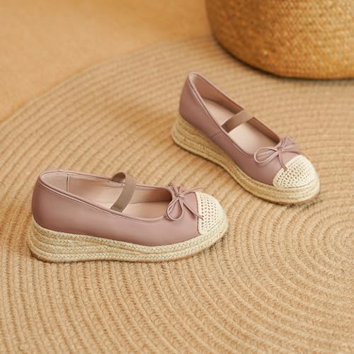 Espadrilles Mary Jane Flats for Women Platform Espadrill Ballet Flats Round Toe Bow Ballerina Flats Shoes3