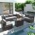 VONZOY Patio Furniture Set with 43" Fire Pit Table, 8pcs Outdoor Sectional Sofa Set Heavy Duty Wicker Furniture Set with 2 Waterproof Covers