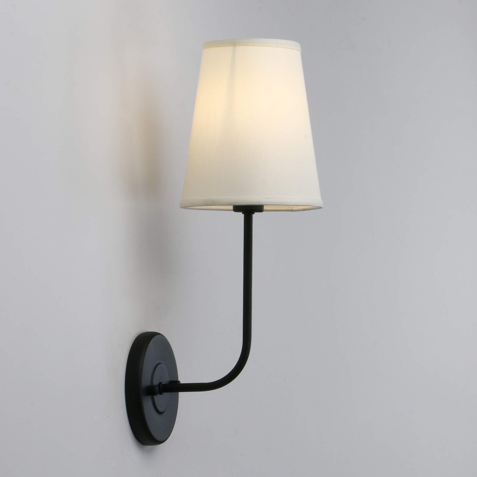 Yosoan Wandlampe Beige Trichter Stoffschirme Wandleuchte Einfache Moderne Mode Kreative Wandleuchte mit Stoffschirme (2 Stücke Schwarz Farbe)