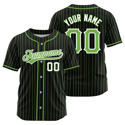 Camiseta de béisbol con rayas personalizable para hombres, mujeres y jóvenes, con nombre, número y logo bordados