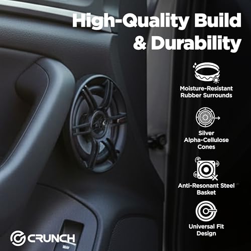 Crunch 2 Pack 6.5 Inch Car Audio Speakers, 300 Watt MAX 3 Way Full Range Speaker Set with 1 Inch Tweeter & Spade Terminal Connectors, CS-653 - Image 4