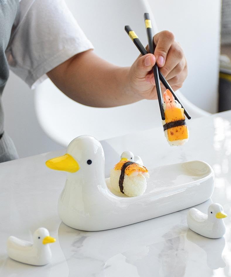 陶器製 かわいいアヒルの箸置き 2個セット 可愛い アヒルの箸おき❤お