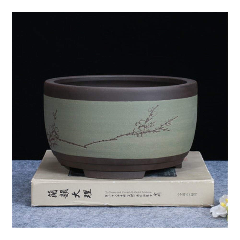 Doniczka Bonsai Ceramiczna Okrągła Duża Średnia I Mała Doniczka Do Roślin Zielonych Doniczka W kształcie Bębna Wentylacja W Stylu Chińskim Pojemnik na Rośliny Ceramiczne, Nadaje się do Sypialni Offi