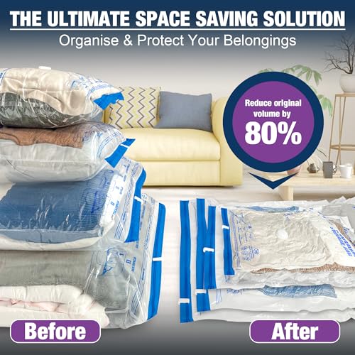 Image of XXL Jumbo Vacuum Seal Storage Bags Extra Large for Clothing Bedding | 47''X35'', Airtight Triple Seal, Save 80% Space, Hand Pump, Work with Vacuum, Double Zip, Reusable, Easy to Use, 6 pack