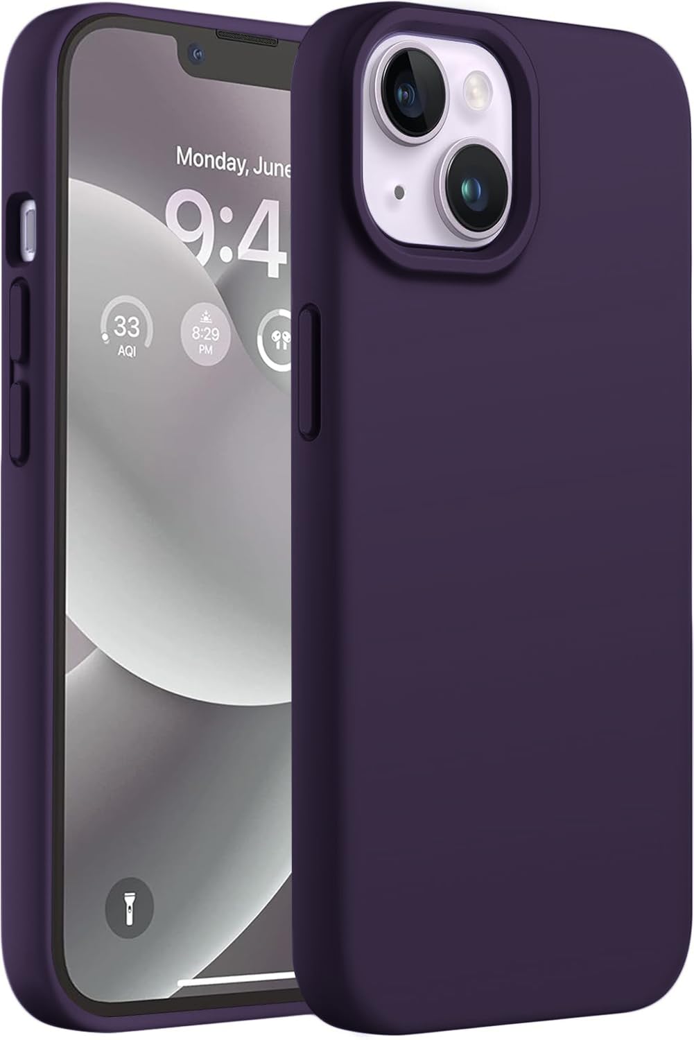 DIZORO Liquid Silicone Compatible for iPhone 14 Plus Case Gel Rubber with Microfiber Lining Non-Slip Full Body Protective Shockproof Back Cover (Deep Purple, 6.7 inch)-image-35