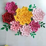 rosas gigantes de papel crepe paso a paso Ocasión: boda Flores de papel de flores artificiales y secas, flores de papel gigantes, 7 piezas + hojas, 10 piezas de mezcla de colores y estilos de centro de bodas para bebés (color: color personalizado)