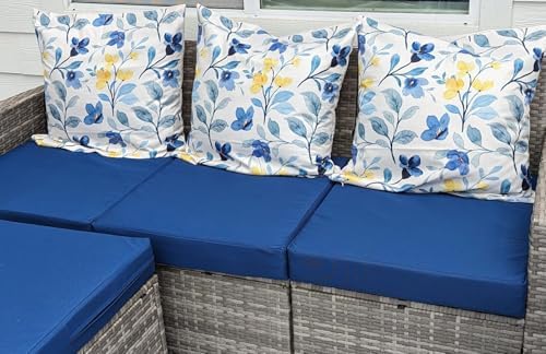 FLYMEI Outdoor Cushion Cover, Patio Loveseat Cushion Covers Only, Water Resistant Patio Cushion Slip Cover (21'' X 19'' X 3'' 4Pack, Royal Blue) - 1