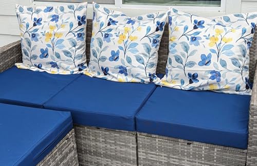 FLYMEI Outdoor Cushion Cover, Patio Loveseat Cushion Covers Only, Water Resistant Patio Cushion Slip Cover (21'' X 19'' X 3'' 4Pack, Royal Blue)