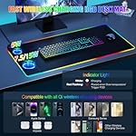 Mouse Pad with Phone Holder, Wireless Charging Desk Mat, RGB Gaming Mousepad Home Office Large Desk Pad with Ultra-Smooth Surface, Non-Slip Base, Waterproof Keyboard Pad, Classic Black Desk Mat - Image 2