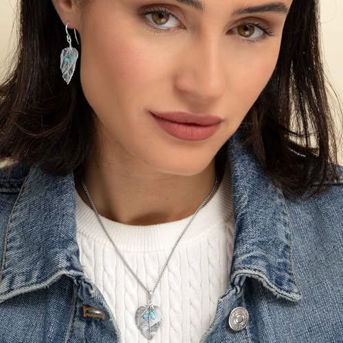 JEAN RACHEL JEWELRY 925 Sterling Silver Necklace for Women with Blue Opal - Bezel Set Leaf Vintage Design - Hypoallergenic, Lead & Nickel Free Jewelry - Artisan Handcrafted Statement Necklace4