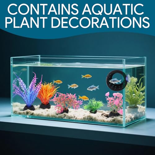 Image of Betta Fish Hideout, Betta Fish Tank Accessories with Suction Cups and 5 Fake Aquatic Plants, Aquarium Decor Accessory for Small Shrimps to Hide and Rest(Black)