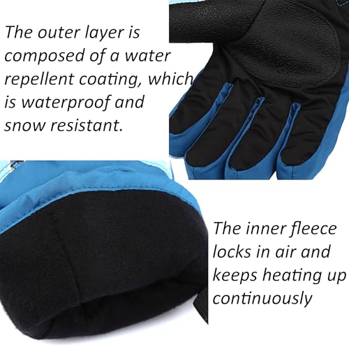 Image of UTOWO Kids Winter Cold Weather Ski Gloves Boy-Girl Warm Windproof Snow Gloves for Snowboarding Sledding Cycling Toddler 3-6T