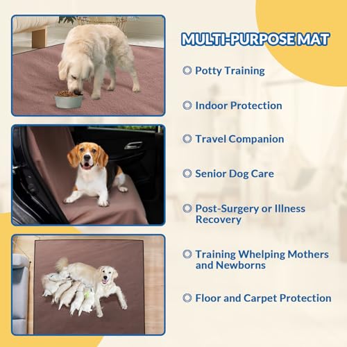 Image of 165cm x 122cm Washable Pee Pads for Dogs Coffee Thick Reusable Puppy Pads Strong Absorbing Leak-Proof Dog Whelping Mats Chew-Proof Non-Slip Dog Playpen Pads