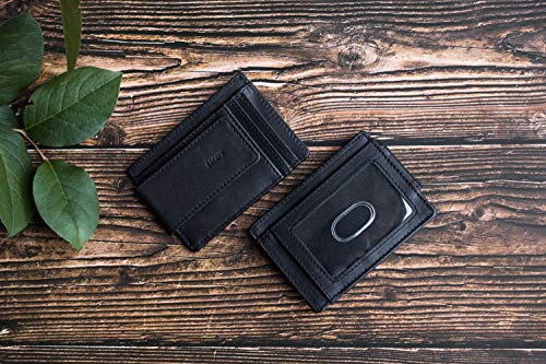 Premium Leather Magnetic Money Clip Card Wallet For Men, RFID Mens Wallet, Black4