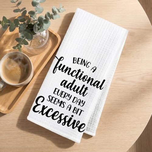 Image of Hanamiya Na Adult Humor Kitchen Towels 24x14 Inch, Funny Saying Reusable Dish Towels for Kitchen Bathroom Decor, Waffle Weave Absorbent Hand Cloth Tea Towel, Humorous Gifts for Women Mom Friend