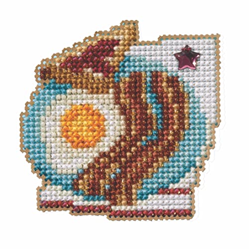 Image of Mill Hill Bacon and Eggs Beaded Counted Cross Stitch Ornament Kit 2023 Spring Bouquet MH182314