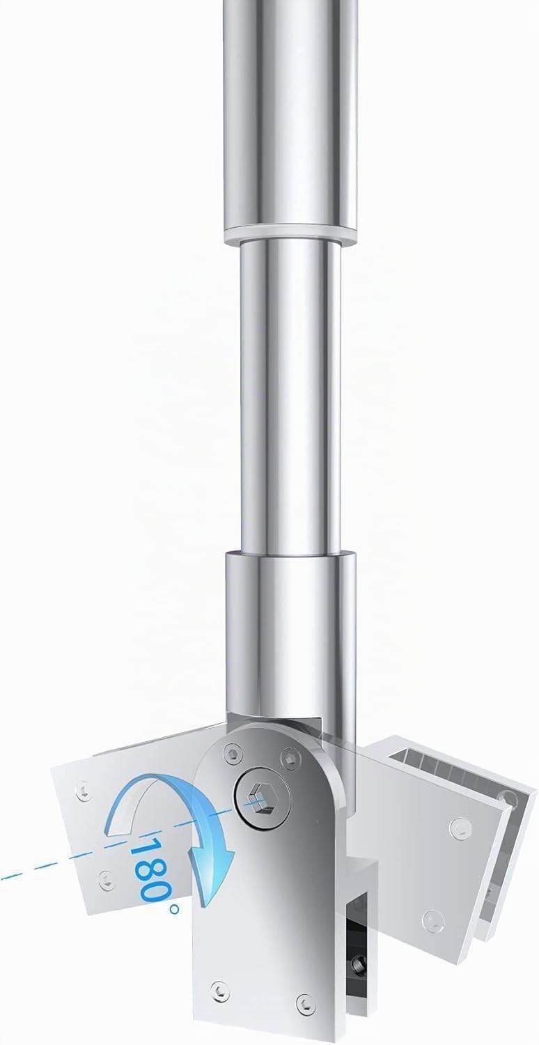 Barra di fissaggio per parete doccia, stabilizzatore doccia circolare in acciaio inossidabile, adatto per barre doccia da 300-450 mm, spessore del vetro 6-10 mm. (Tubi tondi 500-850 mm)
